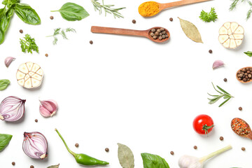Concept of cooking, different spices, space for text