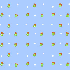 seamless pattern cute and simple kiwi fruit isolated blue background