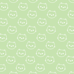 seamless pattern cute and simple cat paw in yellow and green color