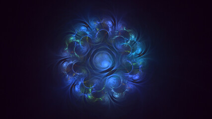 3D rendering abstract multicolor fractal light background