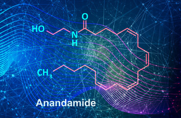 Anandamide endogenous cannabinoid neurotransmitter molecule. Skeletal formula.