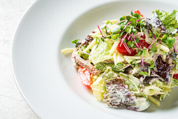 fresh salad with chicken and vegetables