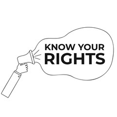 Know your rights banner with loudspeaker