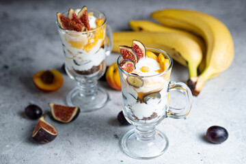 A fruit dessert with yogurt