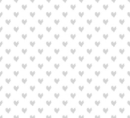 Hand drawn background with hearts. Seamless wallpaper on surface. Chaotic texture with many love signs. Lovely pattern. Line art. Print for banner, flyer or poster. Black and white illustration