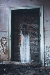 Scary ghost woman in haunted house