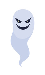 Spooky evil ghost semi flat color vector character. Spirit of Halloween. Editable figure. Full sized element on white. Simple cartoon style illustration for web graphic design and animation