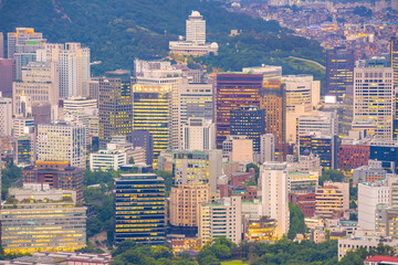 Downtown Seoul city skyline, cityscape of South Korea