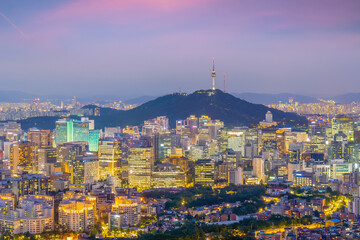 Fototapeta na wymiar Downtown Seoul city skyline, cityscape of South Korea