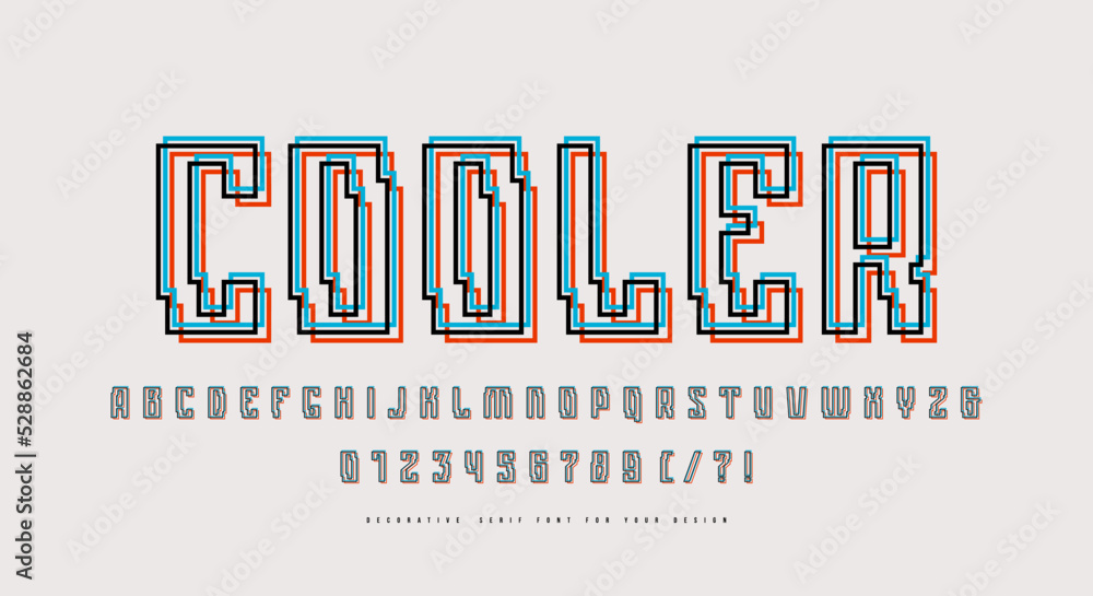 Fototapete hollow sans serif font in cyber style with shift distortion effect
