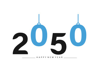 Happy New Year 2050 logo design, New Year 2050 text design isolated on white background