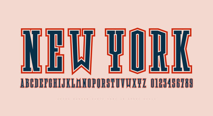 Extra condensed serif font in sport style
