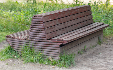 Wooden bench in the park.