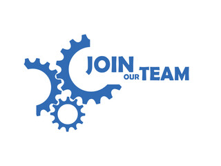 join our team sign on white background	
