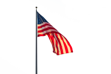 Photo of an American flag on a flying on a flagpole.