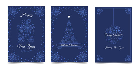 Fototapeta na wymiar Postcard template set. Merry Christmas and Happy New Year. Vector illustration