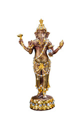 Obraz premium Bronze figurine of Lord ganesha ( Hindu god ) isolated on white background with clipping path. Selective focus.