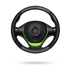 3d illustration, car steering wheel, realistic 3d icon