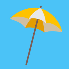 Fototapeta na wymiar Beach umbrella yellow and white, illustration, vector