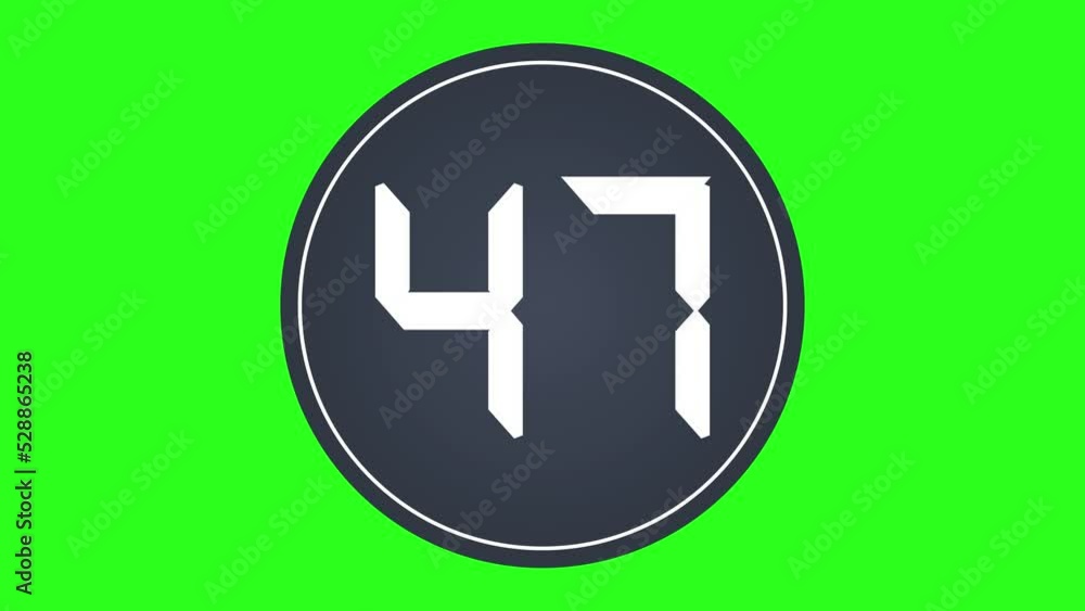 Poster 50 minute countdown on green screen background. digital stopwatch animation counting last seconds. d