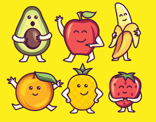 Fruit funny cute character illustration