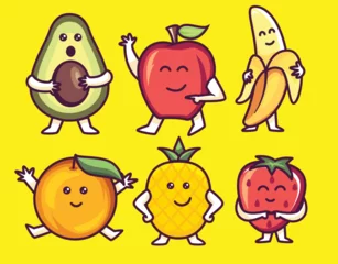 Fotobehang Fruit funny cute character illustration © stigxix