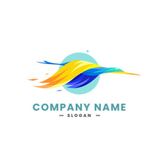 Beautiful modern colorful flying bird Gradient Vector Logo Illustration Style.