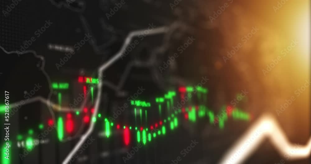 Aufkleber futuristic 3d, stock market or finance data with light pattern chart design for forex data, cryptocu