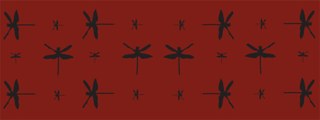 Dragonfly vector image on a red background for illustration or wallpaper.