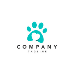 Cat and Dog paw love logo template, animal day care and pet shop. Vector illustration. © MdWasim