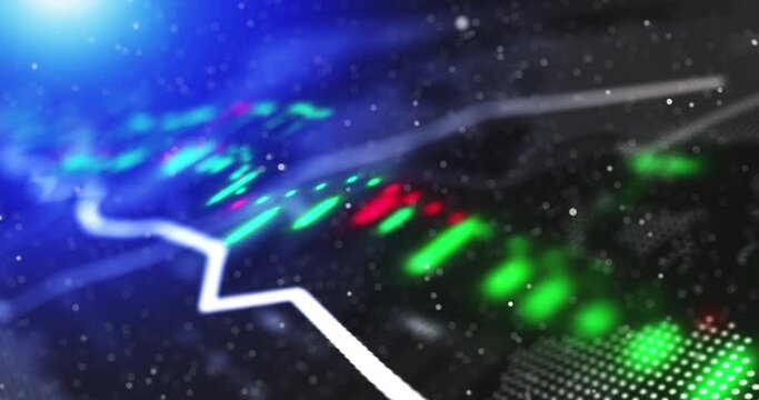 Investment database, stock market and trading in financial economy growth, futuristic graphics and nft analytics chart. Digital future of world network, wealth portfolio and global forex information