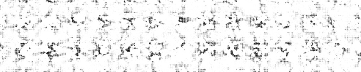 Black Halftone Texture On White Background. Modern Dotted Futuristic Backdrop. Fade Noise Overlay. Wide horizontal long banner for site. Pop Art Style. Vector Illustration, Eps 10.