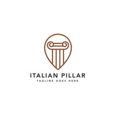 Vector abstract Greek column logo design template with location pin. 
