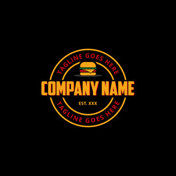 Restaurant, fast food logo design template with burger icon vector illustration.
