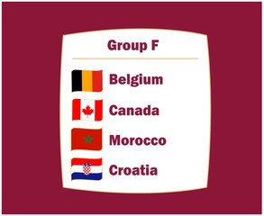 Belgium Canada Croatia And Morocco Flag Ribbon Countries Group F Symbol Design football Final Vector Football Teams Illustration