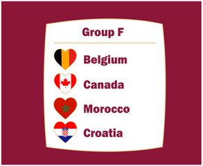 Belgium Canada Croatia And Morocco Flag Heart Countries Group F Symbol Design football Final Vector Football Teams Illustration