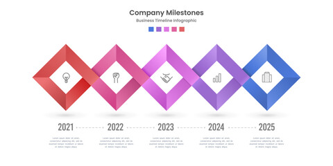 Infographic timeline 5 years. gradient diamond pattern style