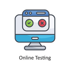 Online Testing Filled Outline Vector Icon Design illustration on White background. EPS 10 File