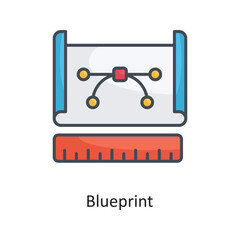 Blueprint Filled Outline Vector Icon Design illustration on White background. EPS 10 File