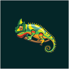 chameleon mascot vector