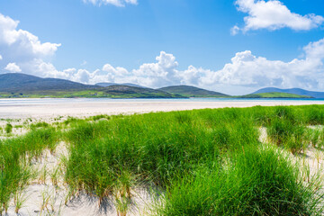 Luskentyre Sands beach on the Isle of Harris, Scotland, UK