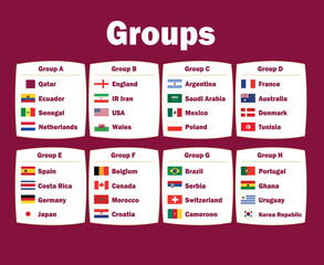 32 Countries Emblem Flag Groups Symbol Design football Final Vector Countries Football Teams Illustration