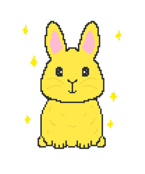 Golden rabbit in pixel art
