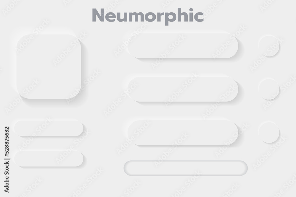 Wall mural 3d neumorphic soft ui design. 3d bottons.