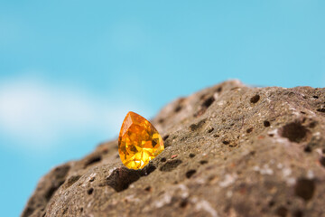 Natural Sapphire gemstone, Jewel or gems on black shine color, Collection of many different natural gemstones amethyst,
