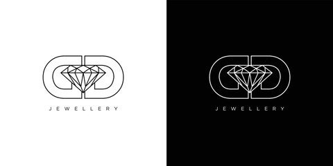 Diamond logo design with initial GD modern and luxurious