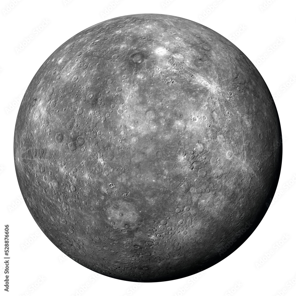 Poster planet mercury, smallest planet of the solar system isolated