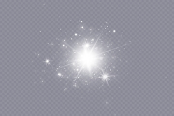 Glow effect. Star on transparent background.Bright sun. Vector illustration.