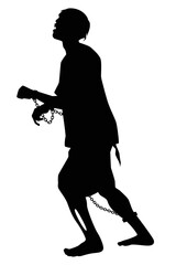 Prison zombie silhouette vector on white background, ghost or devil in Halloween day.