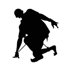 Prison zombie silhouette vector on white background, ghost or devil in Halloween day.